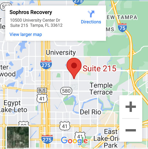 a map of the Temple Terrace area in Tampa, FL, where Sophros Recovery is located