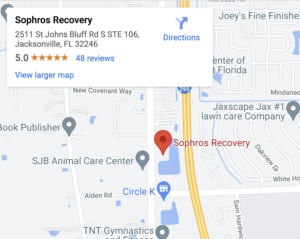 a map of the Jacksonville, FL, area where another Sophros Recovery location is