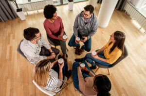 a group meets in one of many addiction therapy programs