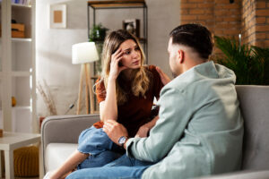 a woman is confronted by a loved one about her thc o use